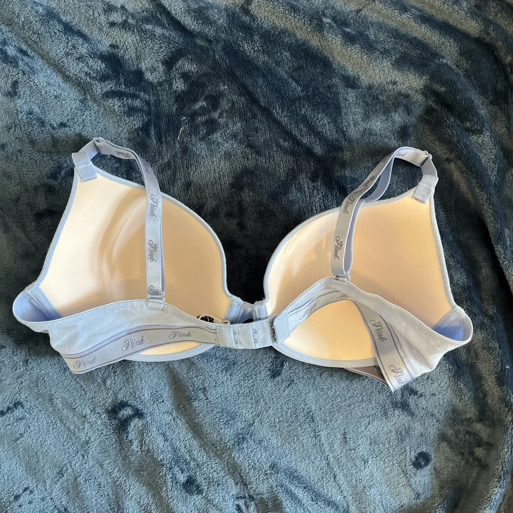 Victorias Secret Pink Wear Everywhere T Shirt Lightly Lined 36D Bra Light Blue - Picture 2 of 7